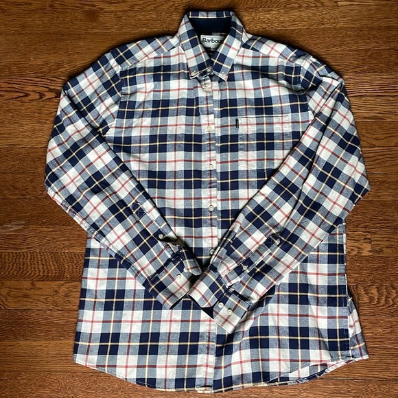 Barbour Men’s Size M Lightweight Flannel Button Down Long Sleeve Shirt - Picture 1 of 6